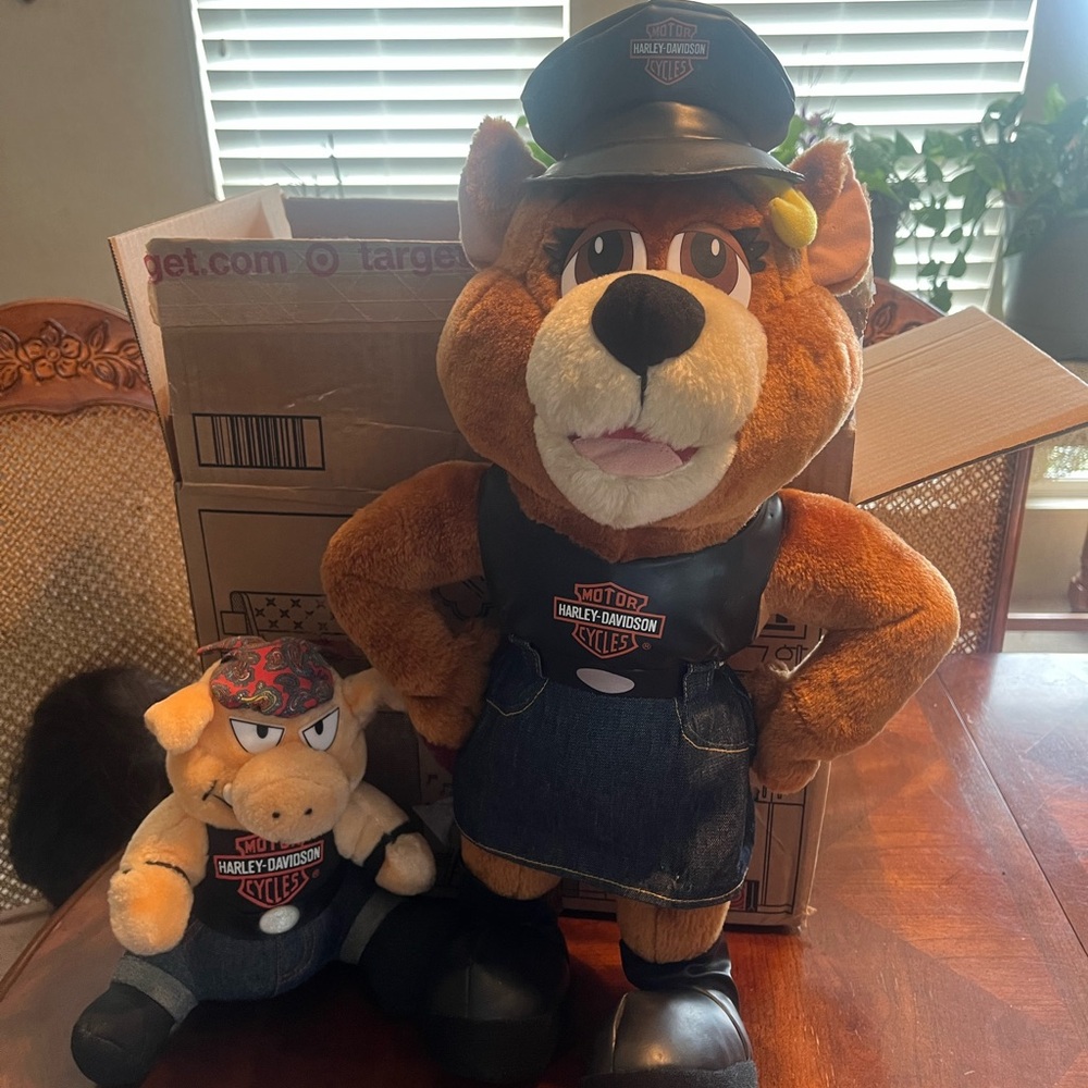 Harley-Davidson Plush Bear and Pig in Denim